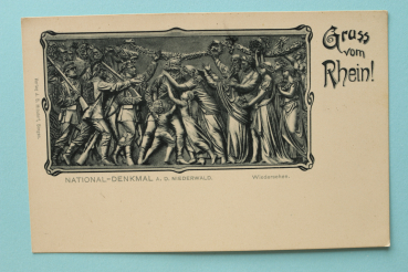 Ansichtskarte AK Gruss vom Rhein 1904 National Denkmal Niederwald Wiedersehen Relief Architektur Ortsansicht Hessen